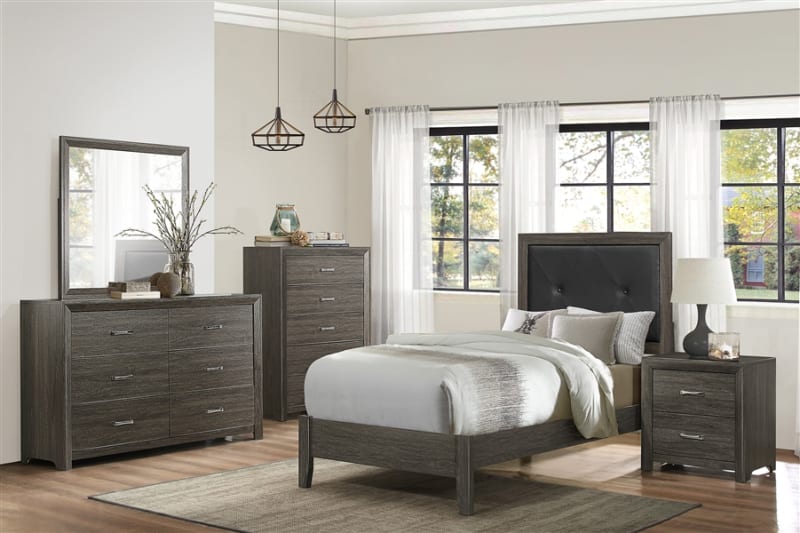 Edina 4 Piece Youth Bedroom Set in Dark Gray Finish by Home Elegance - HEL-2145TNP-1-4
