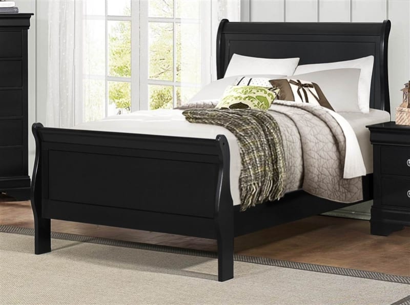 Mayville Twin Sleigh Bed in Burnished Black by Home Elegance - HEL-2147TBK-1