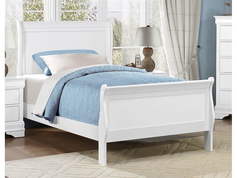 Mayville Twin Sleigh Bed in White by Home Elegance - HEL-2147TW-1