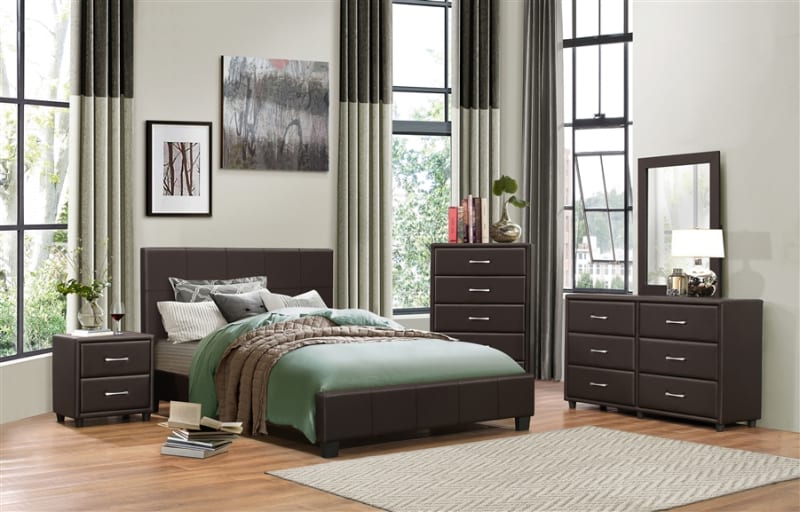 Lorenzi 6 Piece Bedroom Set in Dark Brown by Home Elegance - HEL-2220DBR-1-4