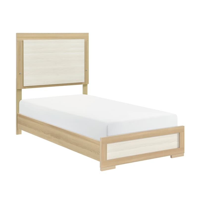 Sterling Contemporary Twin Bed in Natural and White Finish by Home Elegance - HEL-2330T-1