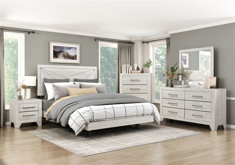 Aspen 6 Piece Queen Platform Bedroom Set in Gray Oak Finish by Home Elegance - HEL-2331