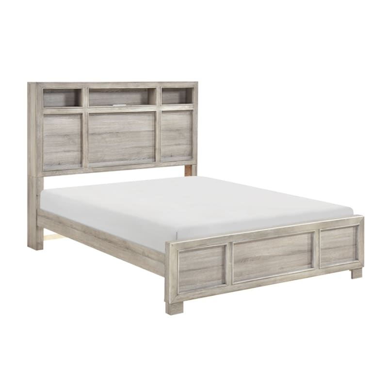 Everett Storage Headboard Queen Bed in Gray Finish by Home Elegance - HEL-2332-1