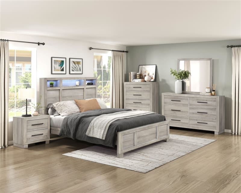 Everett 6 Piece Queen Bedroom Set in Gray Finish by Home Elegance - HEL-2332