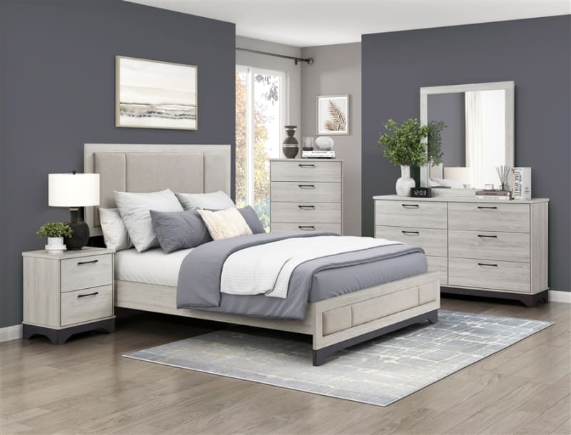 Westport 6 Piece Queen Bedroom Set in White Oak and Gray Finish by Home Elegance - HEL-2334