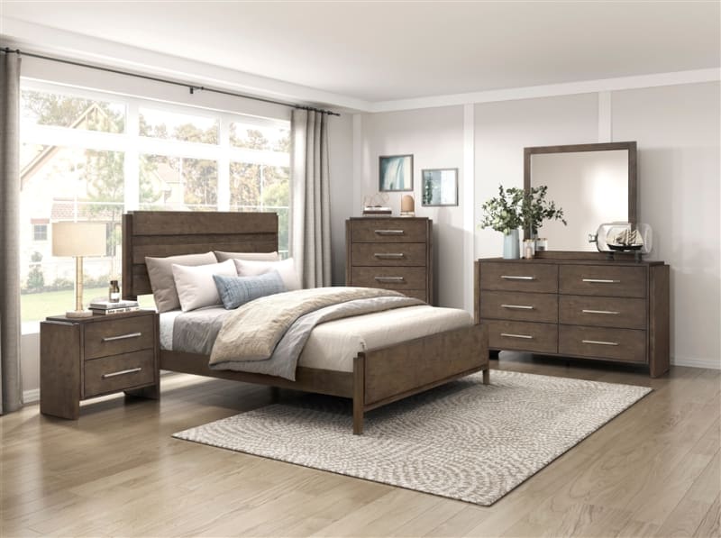 Emmett 6 Piece Queen Bedroom Set in Dark Walnut Finish by Home Elegance - HEL-2335