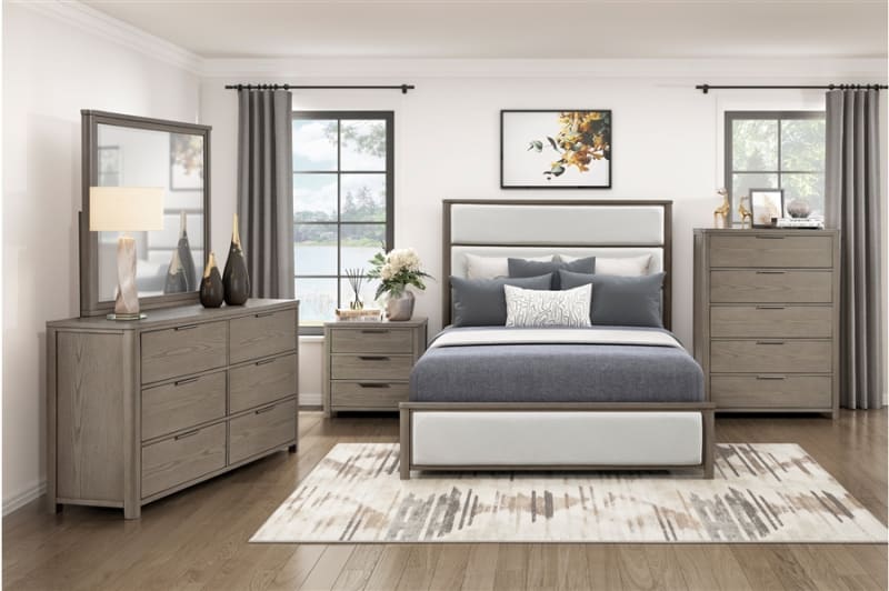 Dalston 6 Piece Queen Bedroom Set in White and Light Gray Finish by Home Elegance - HEL-2393