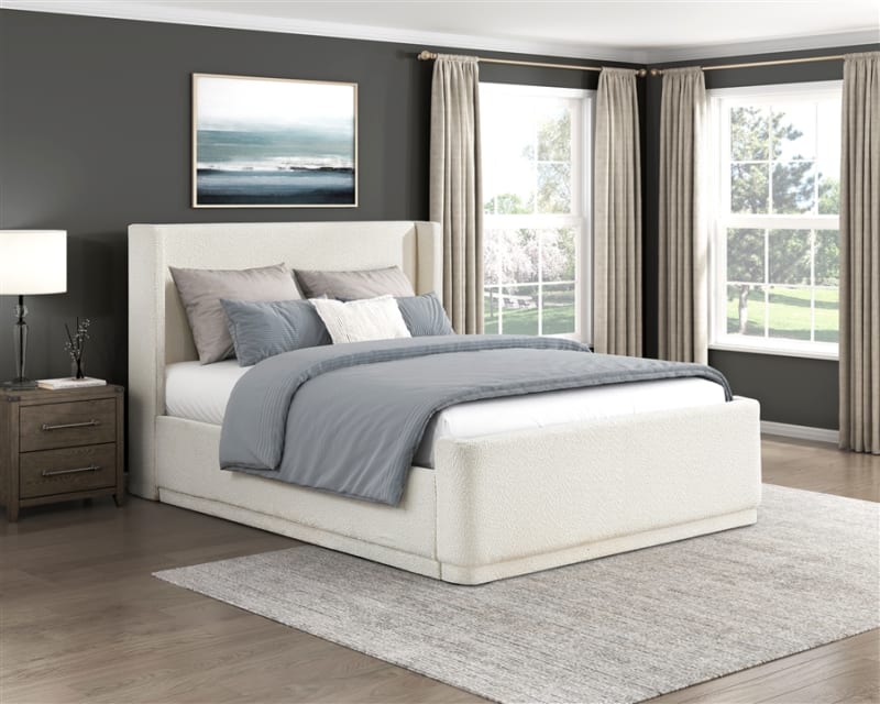 Carmel Queen Platform Bed in Textured Fabric Upholstery by Home Elegance - HEL-2396BE-1