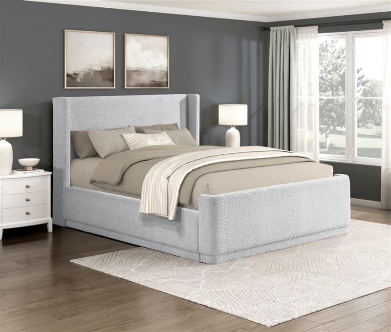 Carmel Full Platform Bed in Textured Fabric Upholstery by Home Elegance - HEL-2396LGF-1