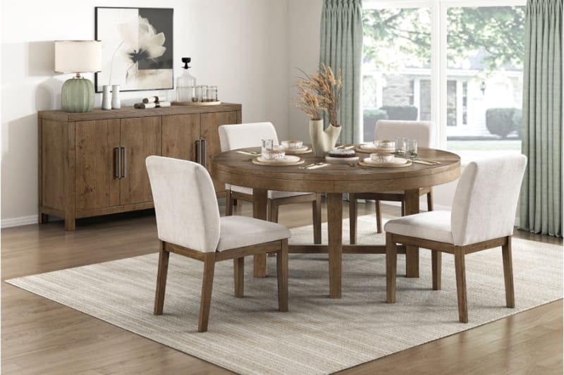 Matisse 5 Piece Round Dining Room Set in Brown and Light Gray Finish by Home Elegance - HEL-2447-60RD-5