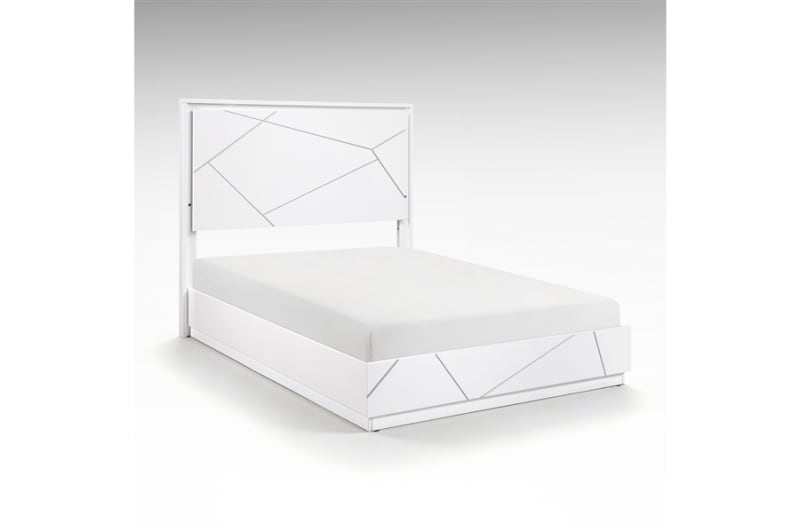 Orlo Queen Panel Bed with LED Lighting in white Finish by Home Elegance - HEL-2455-1