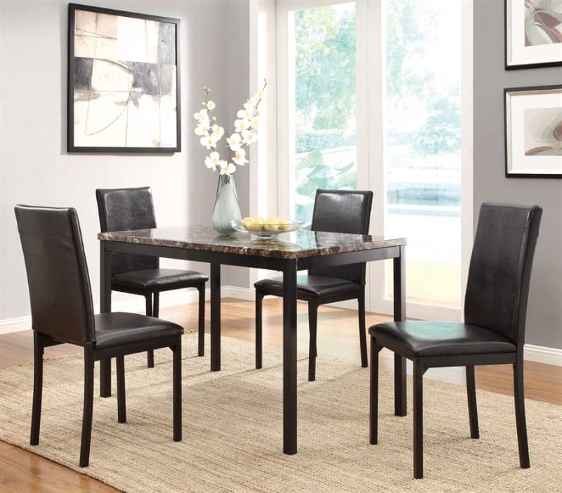 Tempe 5 Piece Dining Set in Black by Home Elegance - HEL-2601-48-5