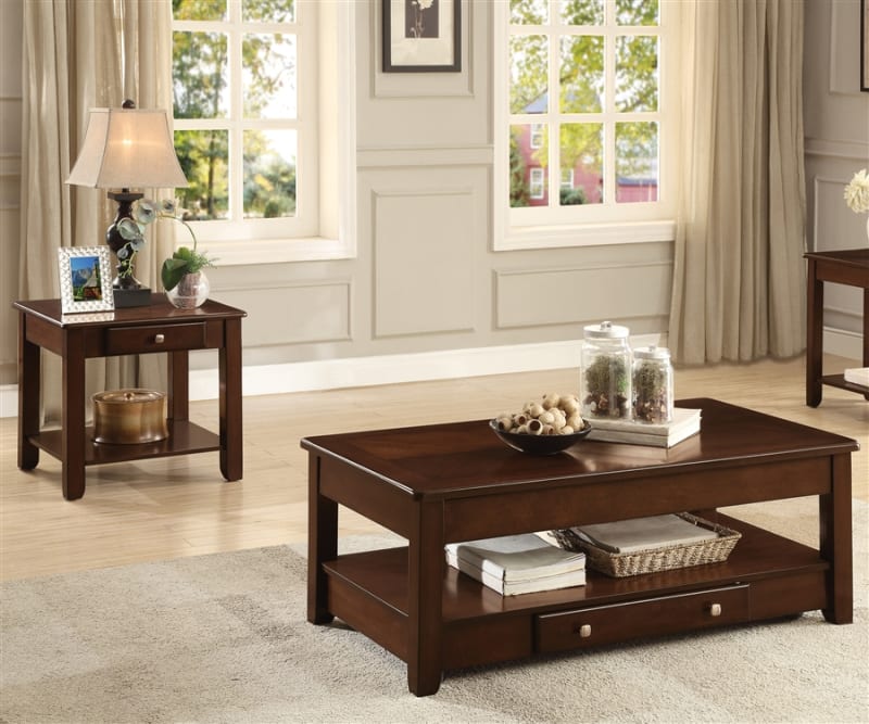 Ballwin 2 Piece Occasional Table Set in Deep Cherry by Home Elegance - HEL-3256RF-30
