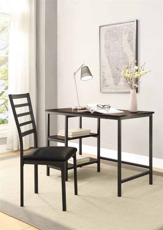 Madigan 2 Piece Home Office Set in Black by Home Elegance - HEL-4514-15