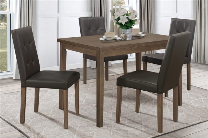 Ahmet 5 Piece Dining Set in Walnut by Home Elegance - HEL-5039BR-48-5