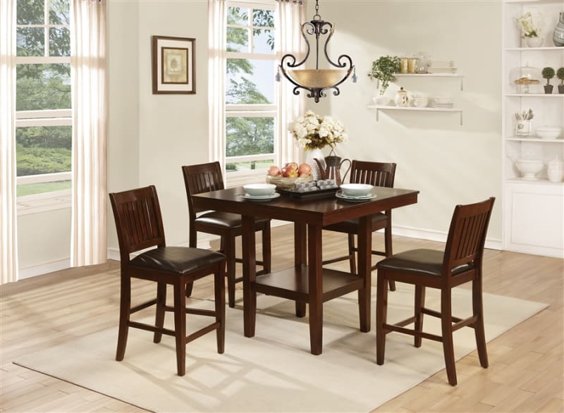 Galena 5 Piece Counter Height Dining Set in Warm Cherry by Home Elegance - HEL-5050-36-5PK