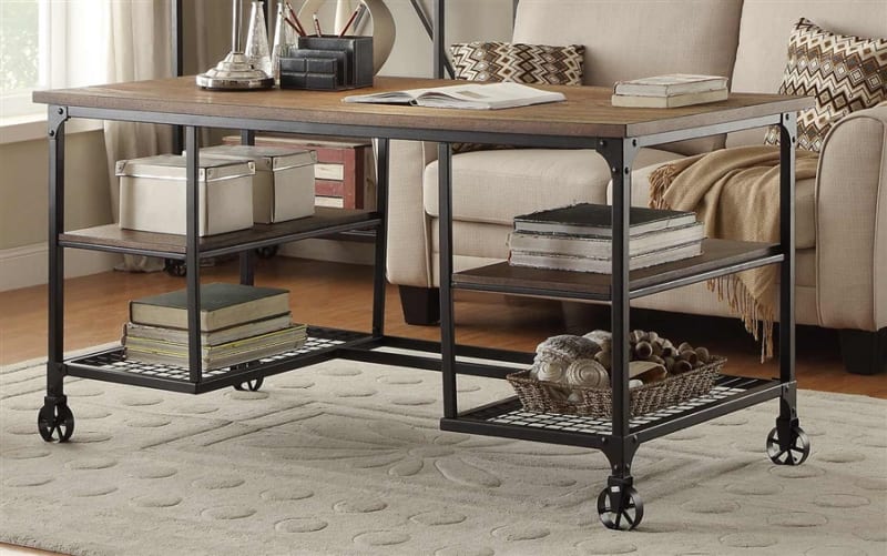 Millwood Writing Desk in Distressed Weathered Ash by Home Elegance - HEL-5099-15