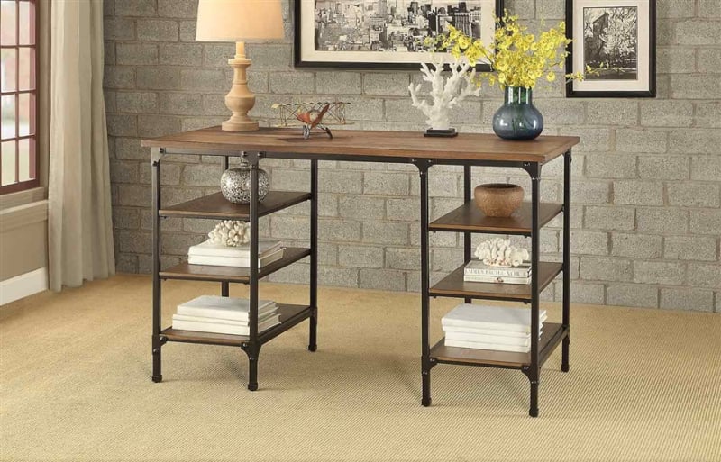 Millwood Counter Height Writing Desk in Distressed Weathered Ash by Home Elegance - HEL-5099-22