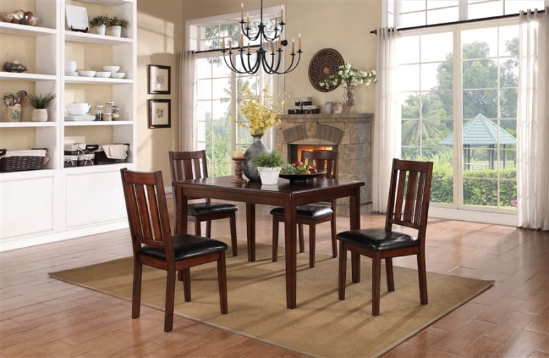Mosely 5 Piece Dining Set in Dark Brown Cherry by Home Elegance - HEL-5103-5PK