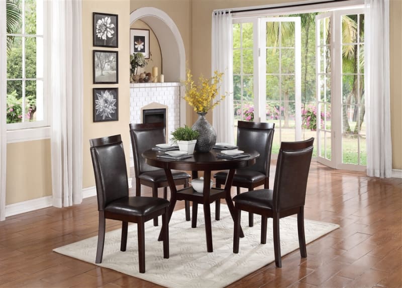 Shankmen 5 Piece Round Dining Set in Espresso by Home Elegance - HEL-5104-5PK
