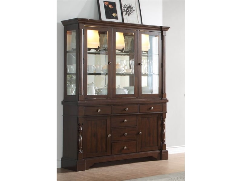 Yates Buffet & Hutch in Dark Oak by Home Elegance - HEL-5167-50