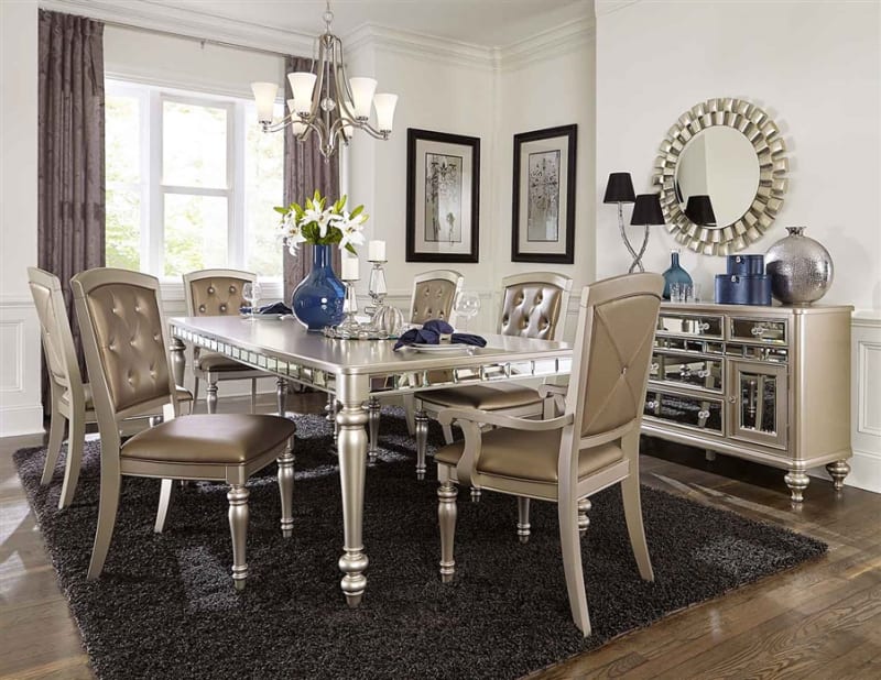 Orsina 7 Piece Dining Set in Silver by Home Elegance - HEL-5477N-96-7