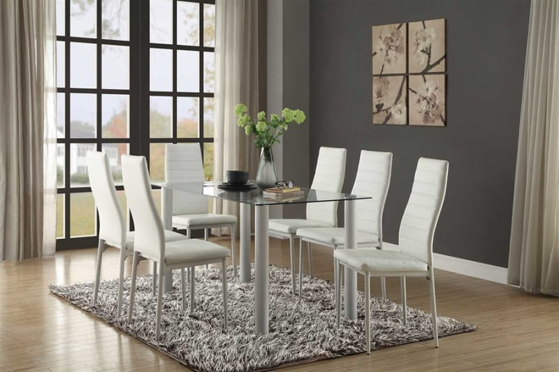 Florian 5 Piece Dining Set in White by Home Elegance - HEL-5538W-5