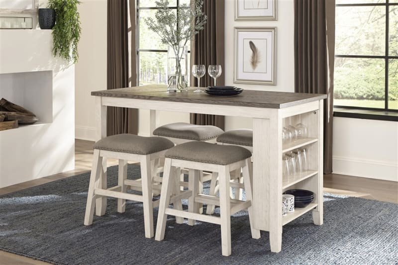Timbre 5 Piece Counter Height Dining Set in 2-Tone by Home Elegance - HEL-5603WW-36-5