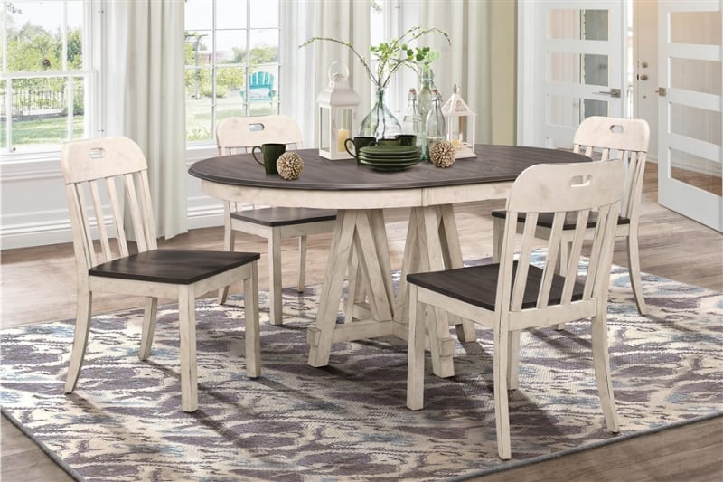 Clover 5 Piece Round Table Dining Set in 2-Tone by Home Elegance - HEL-5656-66-5