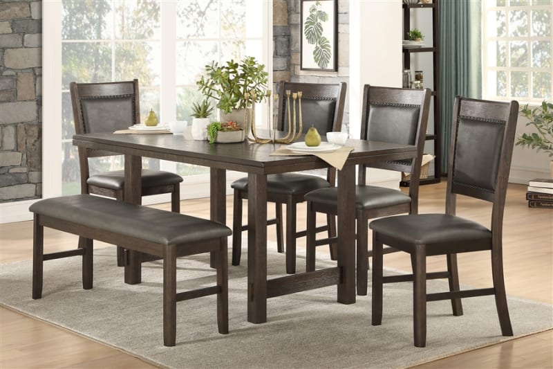 Brim 7 Piece Dining Set in Brown Cherry by Home Elegance - HEL-5683-64-7