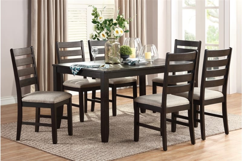 Blair Farm 7-Piece Rectangular Dining Room Set in Brown Finish by Home Elegance - HEL-5709-7
