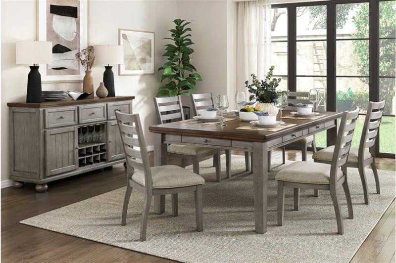 Tigard 5 Piece Dining Room Set in 2 Tone Finish by Home Elegance - HEL-5761GY-78-5