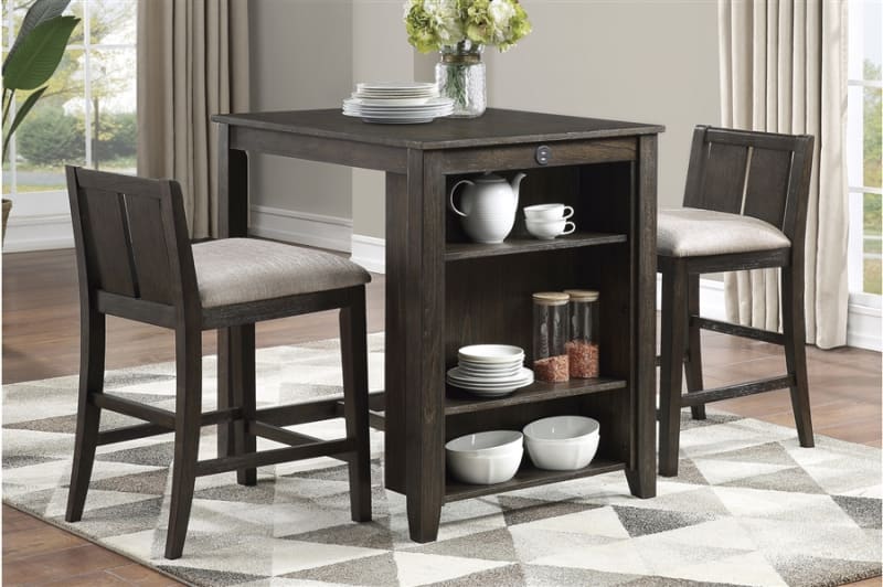 Daye 3 Piece Counter Height Dining Room Set in Dark Cherry Finish by Home Elegance - HEL-5773DC-32
