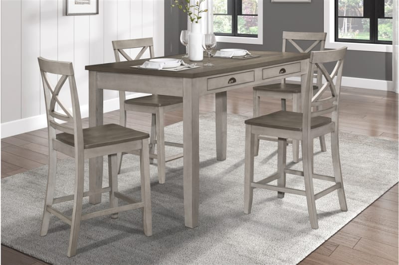 Brightleaf 5 Piece Counter Height Dining Room Set in 2 Tone Finish by Home Elegance - HEL-5803RF-36-5