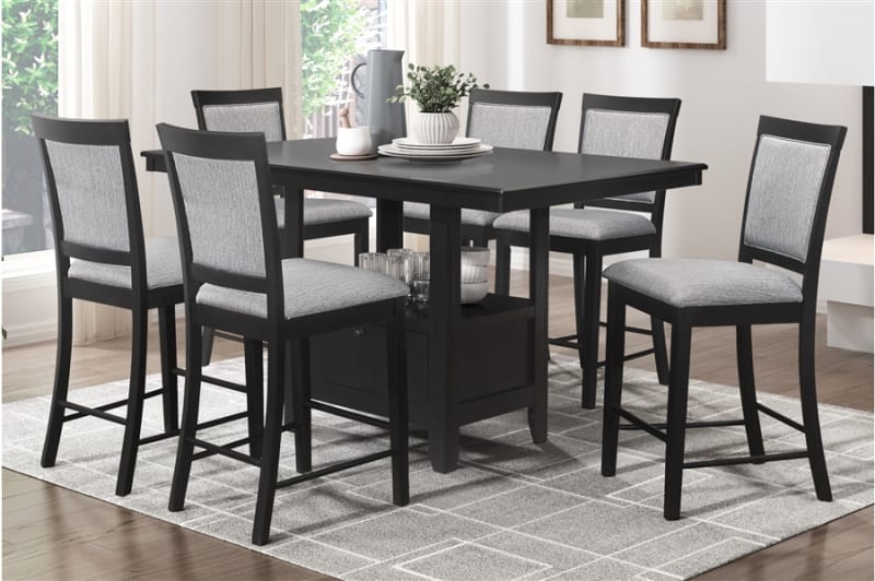 Raven 5 Piece Counter Height Dining Room Set in Charcoal Gray Finish by Home Elegance - HEL-5825-36-5