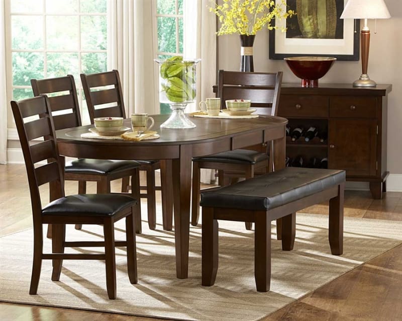 Ameillia 7 Piece Oval Dining Set in Dark Oak by Home Elegance - HEL-586-76-7