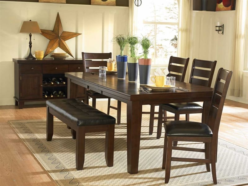 Ameillia 7 Piece Dining Set in Dark Oak by Home Elegance - HEL-586-82-7