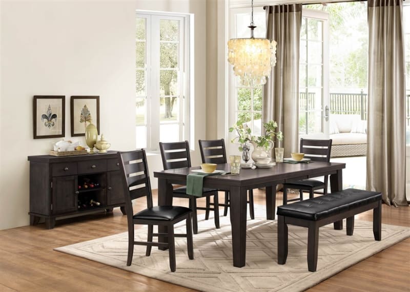 Ameillia 5 Piece Dining Set in Dark Oak by Home Elegance - HEL-586GY-82-5