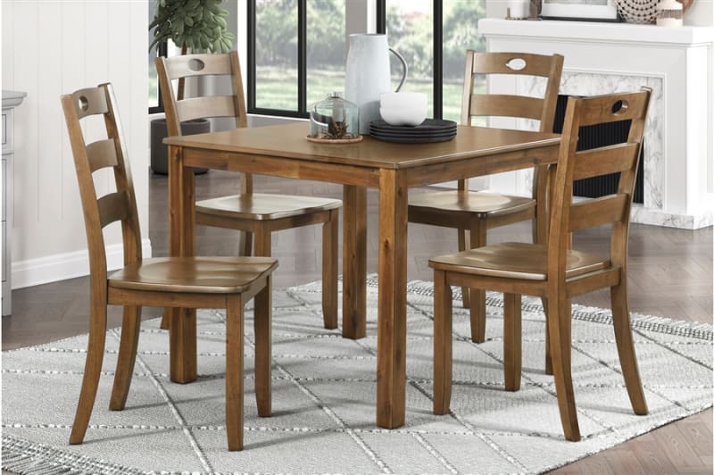 Stowe 5 Piece Dining Room Set in Walnut Finish by Home Elegance - HEL-5891