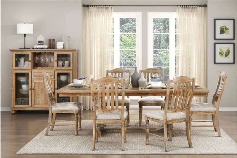 Weatherford 5 Piece Dining Room Set in Wheat Finish by Home Elegance - HEL-5904NF-90-5
