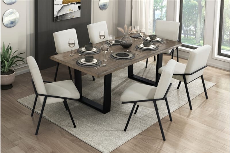 Rochelle 5 Piece Rectangular Dining Room Set in Black Powder and Oak Finish by Home Elegance - HEL-5939-84-5