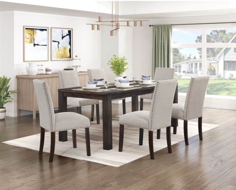 Paulson 5 Piece Rectangular Dining Room Set in Dark Brown Finish by Home Elegance - HEL-5976-79-5940TPS-5