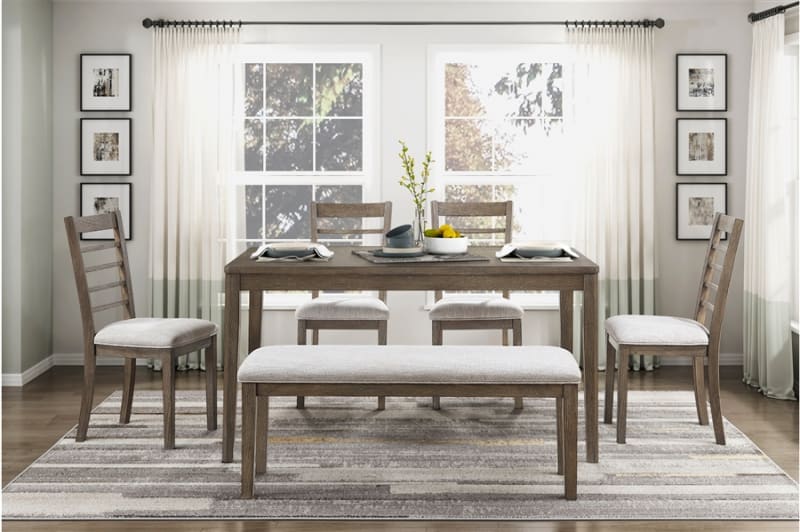 Emilia 5 Piece Rectangular Dining Room Set in Light Brown Finish by Home Elegance - HEL-5987