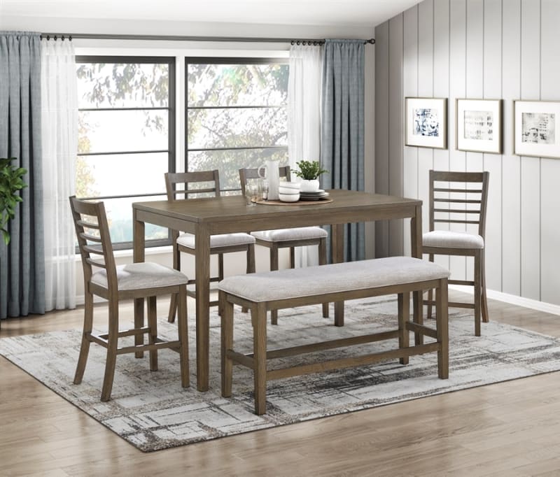 Emilia 5 Piece Counter Height Dining Room Set in Light Brown Finish by Home Elegance - HEL-5987-36-5
