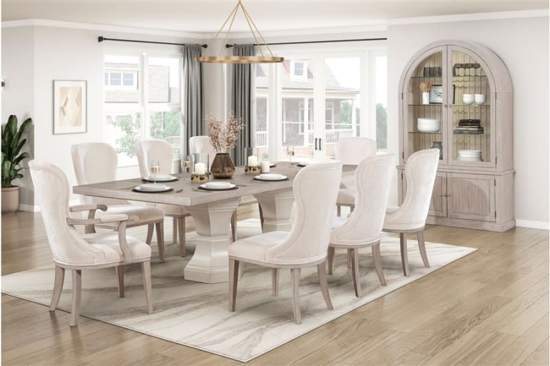 Lofton 5 Piece Rectangular Dining Room Set in Light Gray and White Finish by Home Elegance - HEL-6018-108-5
