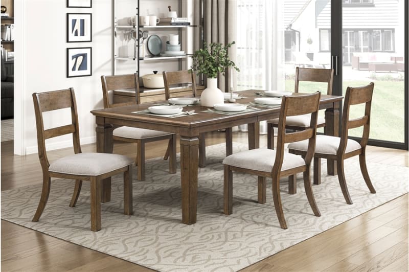 Quinn 5 Piece Rectangular Dining Room Set in Light Brown Finish by Home Elegance - HEL-6020-84-5