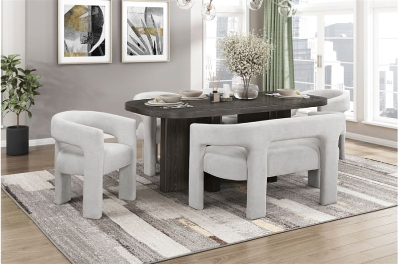 Marais 5 Piece Rectangular Dining Room Set in Ebony Finish by Home Elegance - HEL-6048-78-6054LGS
