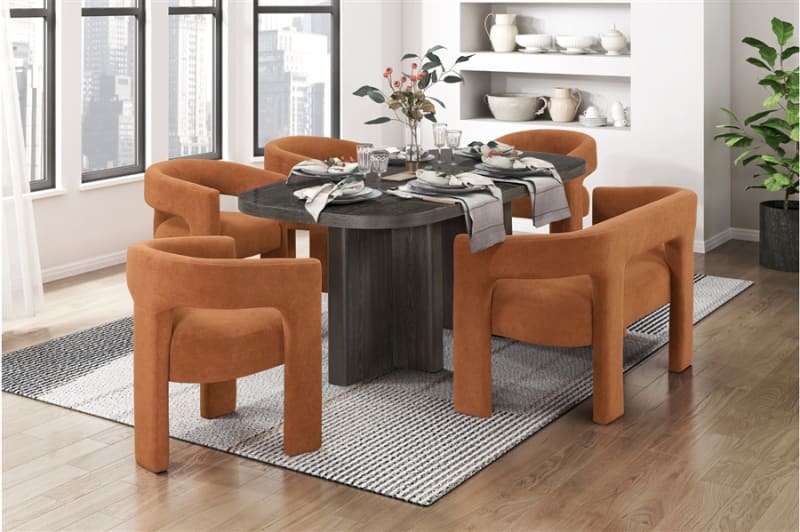 Marais 5 Piece Rectangular Dining Room Set in Ebony Finish by Home Elegance - HEL-6048-78-6054RNS