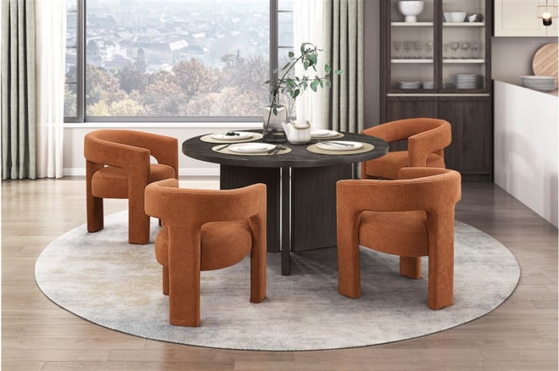 Marais 5 Piece Round Dining Room Set in Ebony Finish by Home Elegance - HEL-6050-54RD-5-6054RNS
