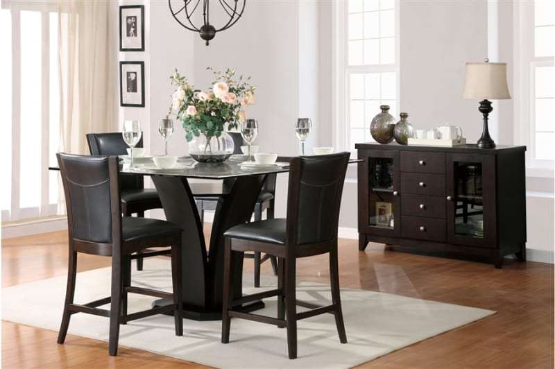 Daisy 5 Piece Counter Height Dining Room Set in Espresso Finish by Home Elegance - HEL-710-36SQ-5
